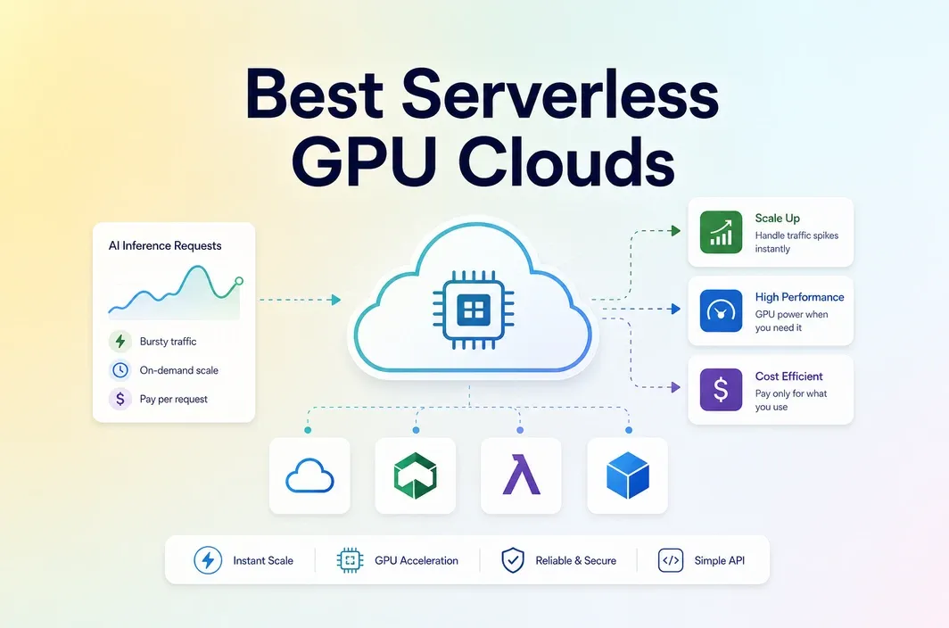 Cover image showing several serverless GPU cloud choices for AI inference and bursty API traffic.