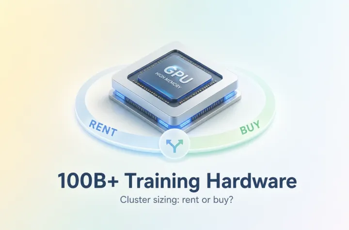 LLM Training Hardware for 100B+ Parameters: Cluster Sizing, Buy-vs-Rent Decisions, and When to Stop at Experimentation